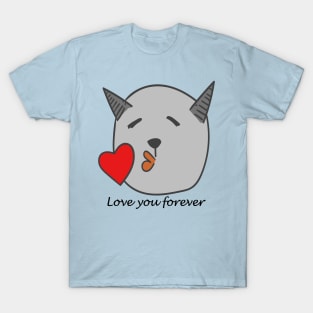 Cartoon Cat Love T-Shirt